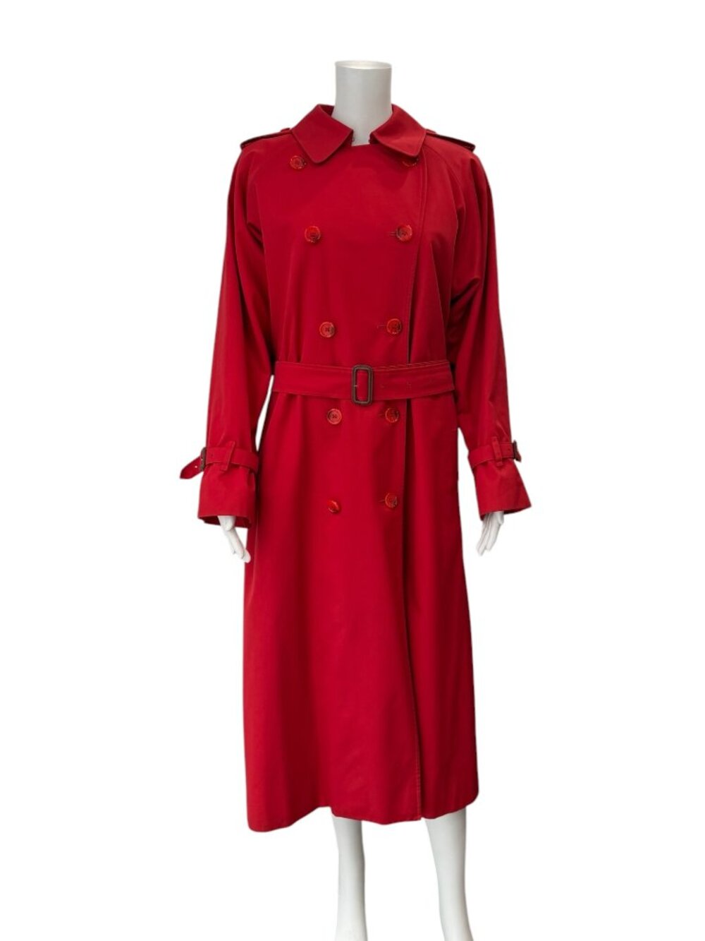 Burberry VINTAGE Red Belted Trench Coat Jacket size 14/Long